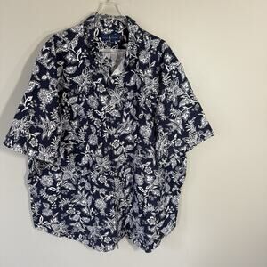 Ralph Lauren Shirt Mens 3XB Navy White Floral Button Front Hawaiian